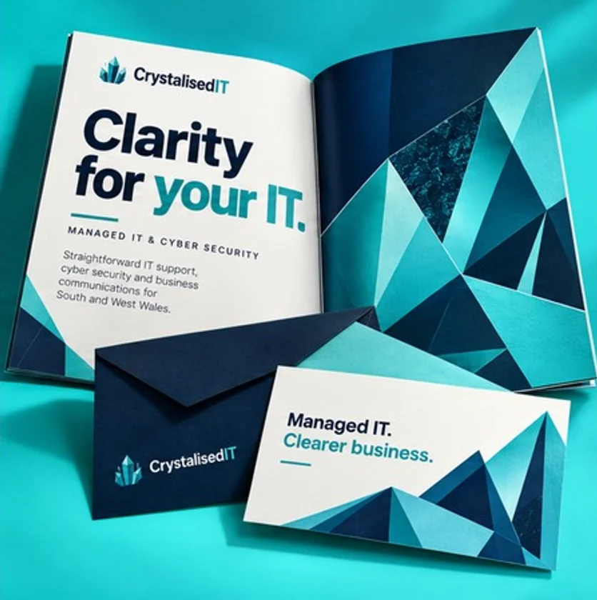 Example brochure and mailer for Crystalised IT