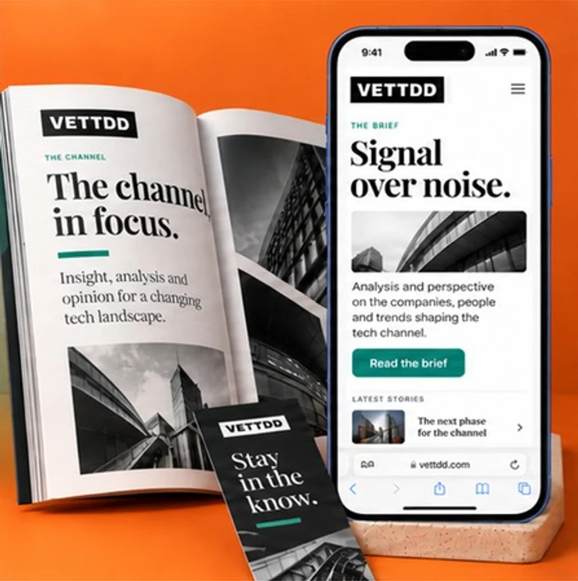 Example magazine spread, mobile site and bookmark for VETTDD